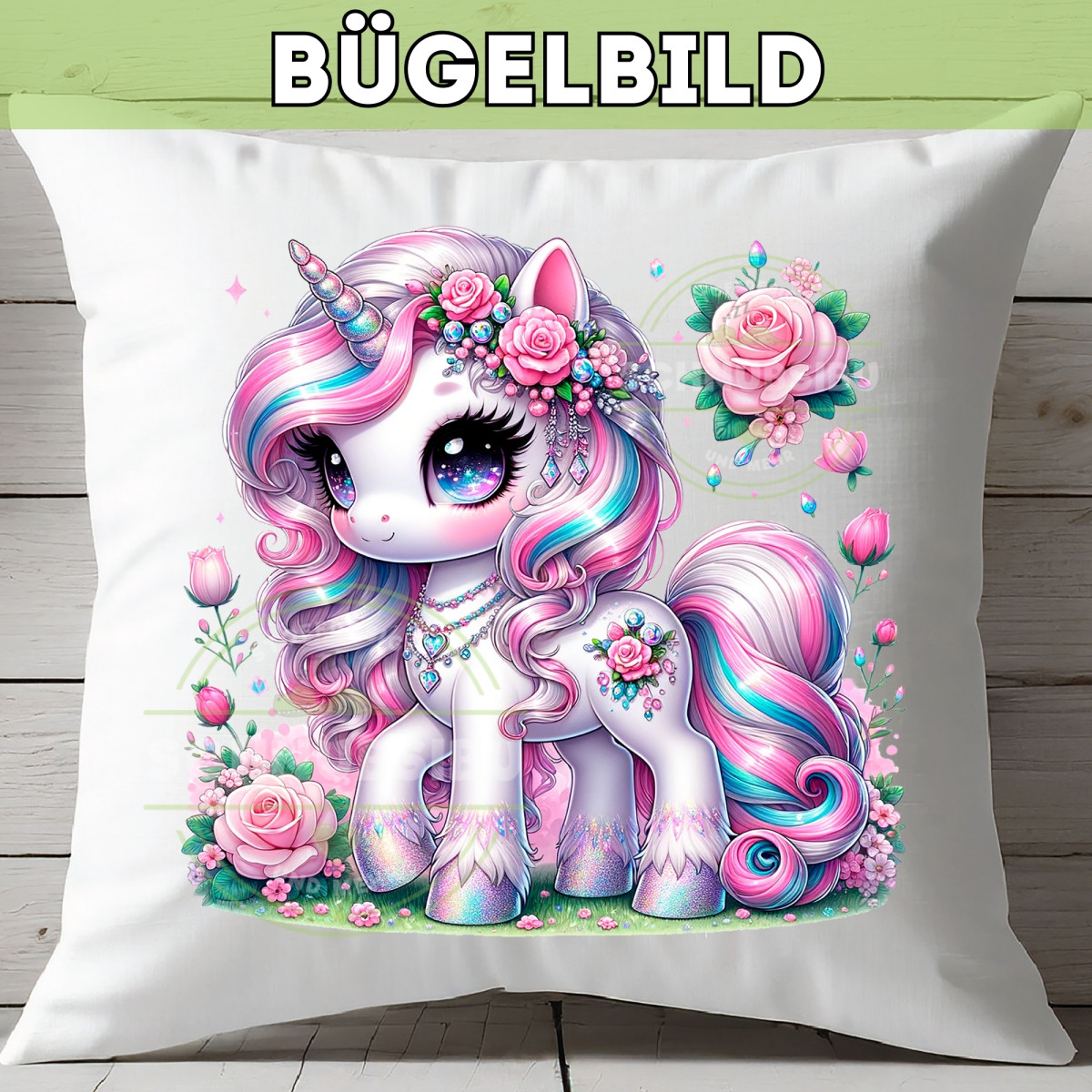 Bügelbild Einhorn White Edition Nr. 2